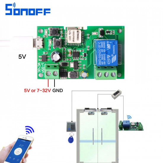 interrupteur intelligent WiFi 5V-32V  autobloquant SONOFF